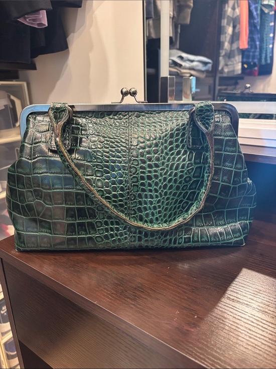 Patricia Nash Handbags - Patricia Nash Emerald Croc-Embossed Frame Satchel